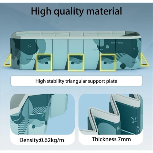 Rectangular Above Ground Pool 1.85m, Easy Setup Collapsible Design for Backyard Outdoor Use 2