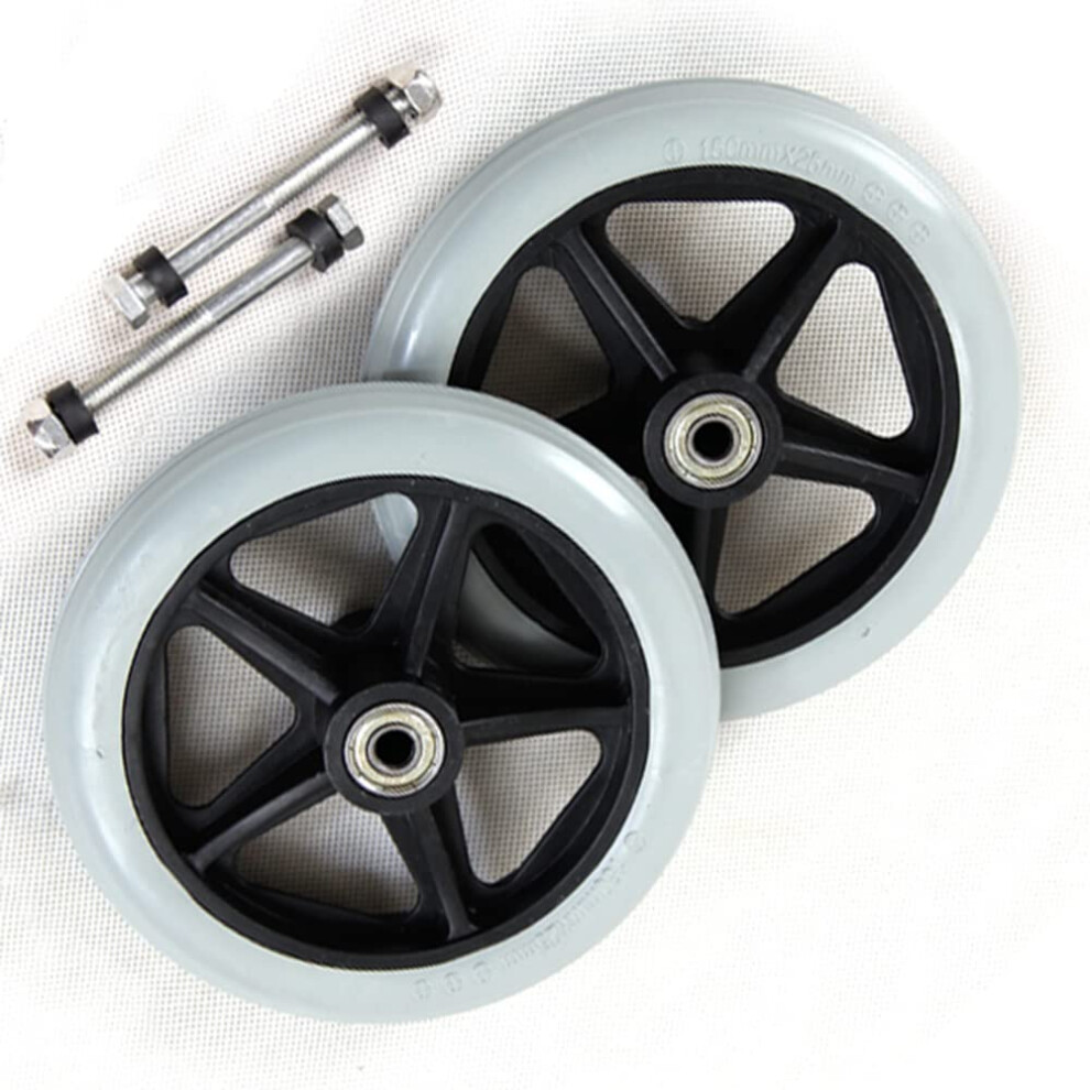 7 Inch Solid Wheelchair Front Wheels Pair, Flatâ Polyurethane Tires, SmoothâRolling Bearings