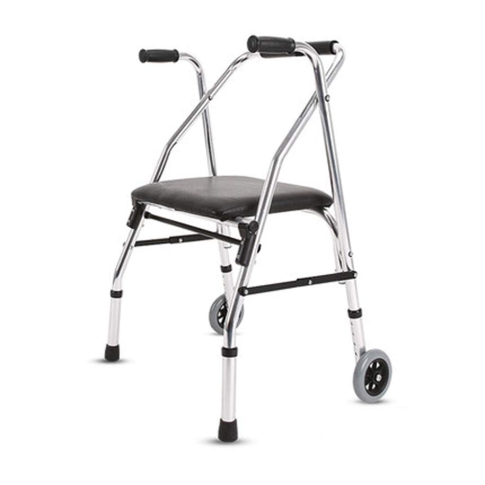 Lightweight Folding Walker with Seat for Seniors, Adjustable Height Aluminum Rollator with Ergonomic Handles