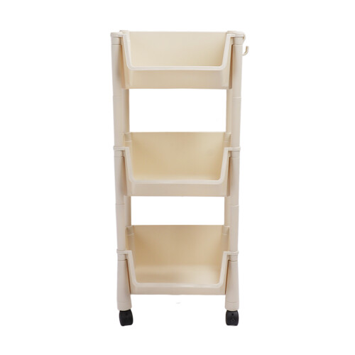 PP Movable Vertical Shelf 3-Tier Cart with Wheels 2