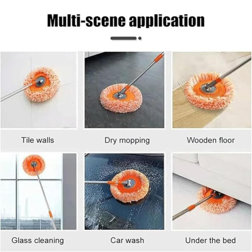 Spin Mop and Bucket Set with 2 Meter Extendable Handle, Replaceable Microfiber Heads, Easy Floor Cleaning 2