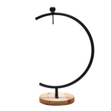 Metal Plant Stand for Indoor Plants, Decorative Flower Pot Holder with Large Wooden Base, Modern Display