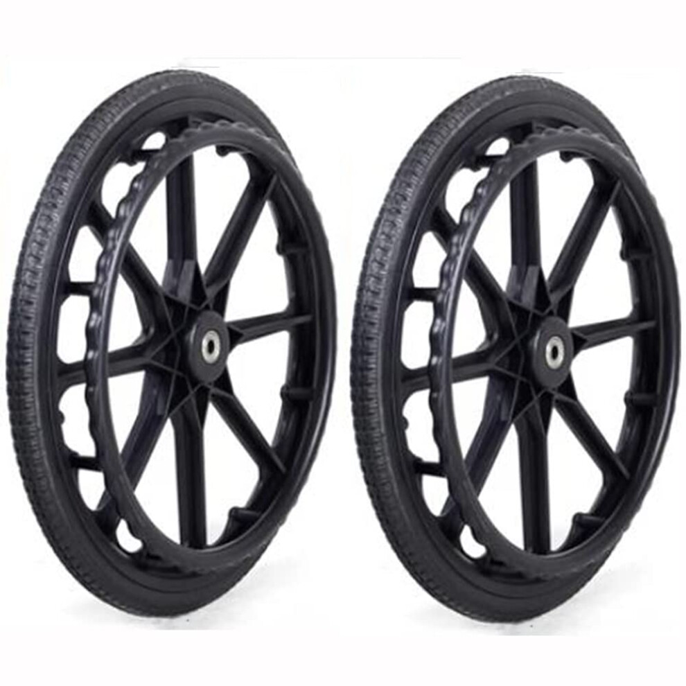 24 Inch Solid Wheelchair Rear Wheel Replacement Set, NonâInflatable Tire, 12mm Bearing, Durable Alloy Rim