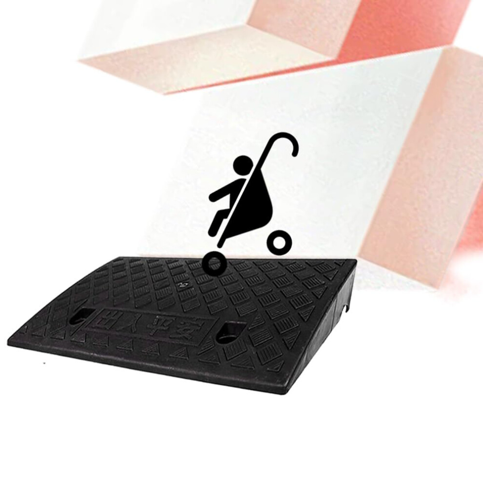 Rubber Curb Ramp Heavy Duty NonSlip Threshold Ramp for Driveway Garage Wheelchair Scooter 50x13x3cm Black