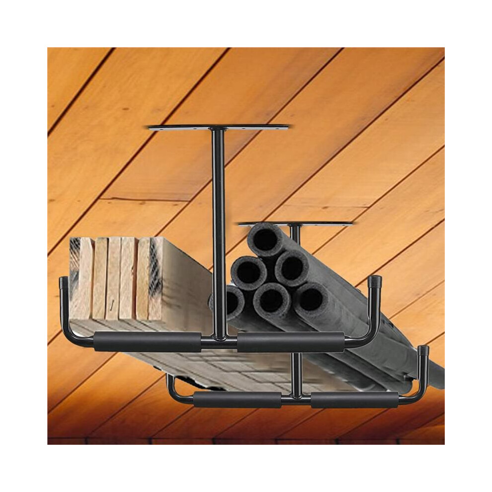 2 Set T-Shaped Overhead Garage Storage Rack Heavy Duty Ceiling Shelf Organizer For Garage Garden Shovel Rake Organizer 4713601674476