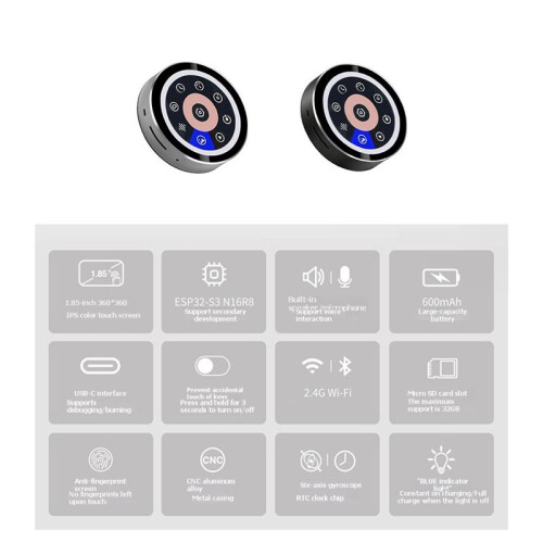 ESP32-S3 1.85inch Round Development Board 360x360 Speech Speaker Box ESP32 Display Support Taichi  A 1