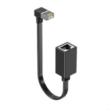 15cm Cat7 Ethernet Extension Cable 10G RJ45 Cat7 Male to Female 90 Adapter for PC Laptop Ethernet Cable Black