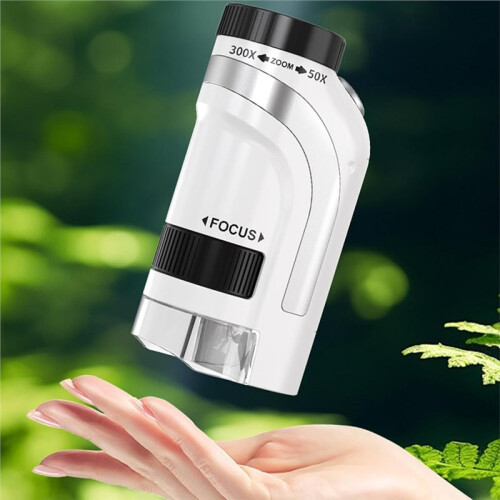 Kids Pocket Microscope 50x-300x Magnification with LED Light, Portable Handheld Digital Microscope for Children A 1