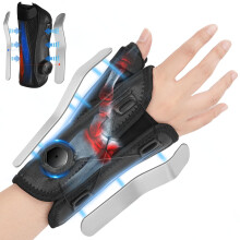 Wrist Brace with Adjustable Knob Fit and Dual Splint Support, Thumb Spica Splint for Carpal Tunnel, De Quervains, Medium/Large Right Hand