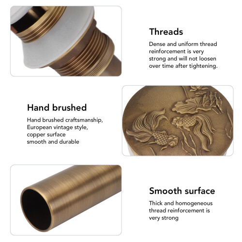 Copper Pop-Up Sink Drain 380g Perforated Non-Leak 2