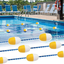Adjustable Pool Divider Rope 33ft with Floats and Hooks, Durable Swimming Pool Lane Line for Safety