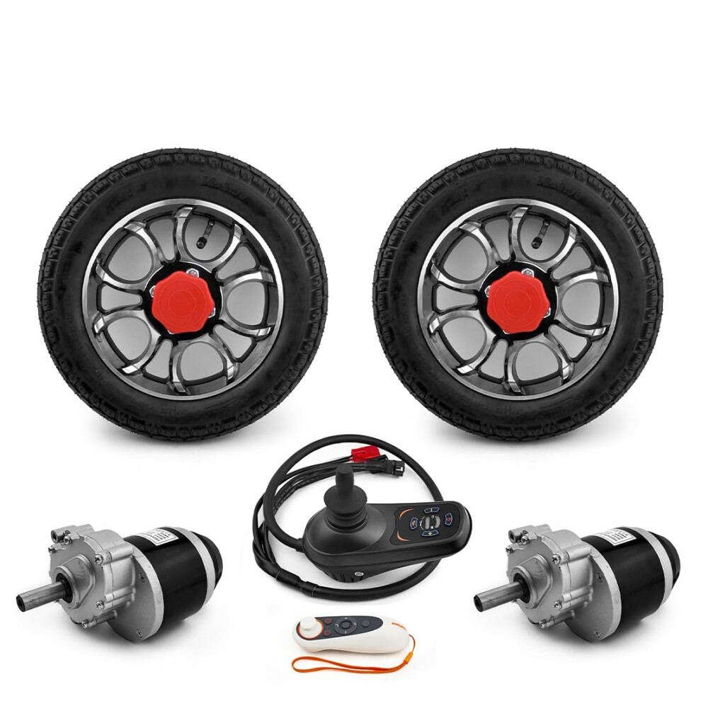24V Dual Motor Wheelchair Conversion Kit with Remote Joystick, 12âInch LowâSpeed Electric Drive
