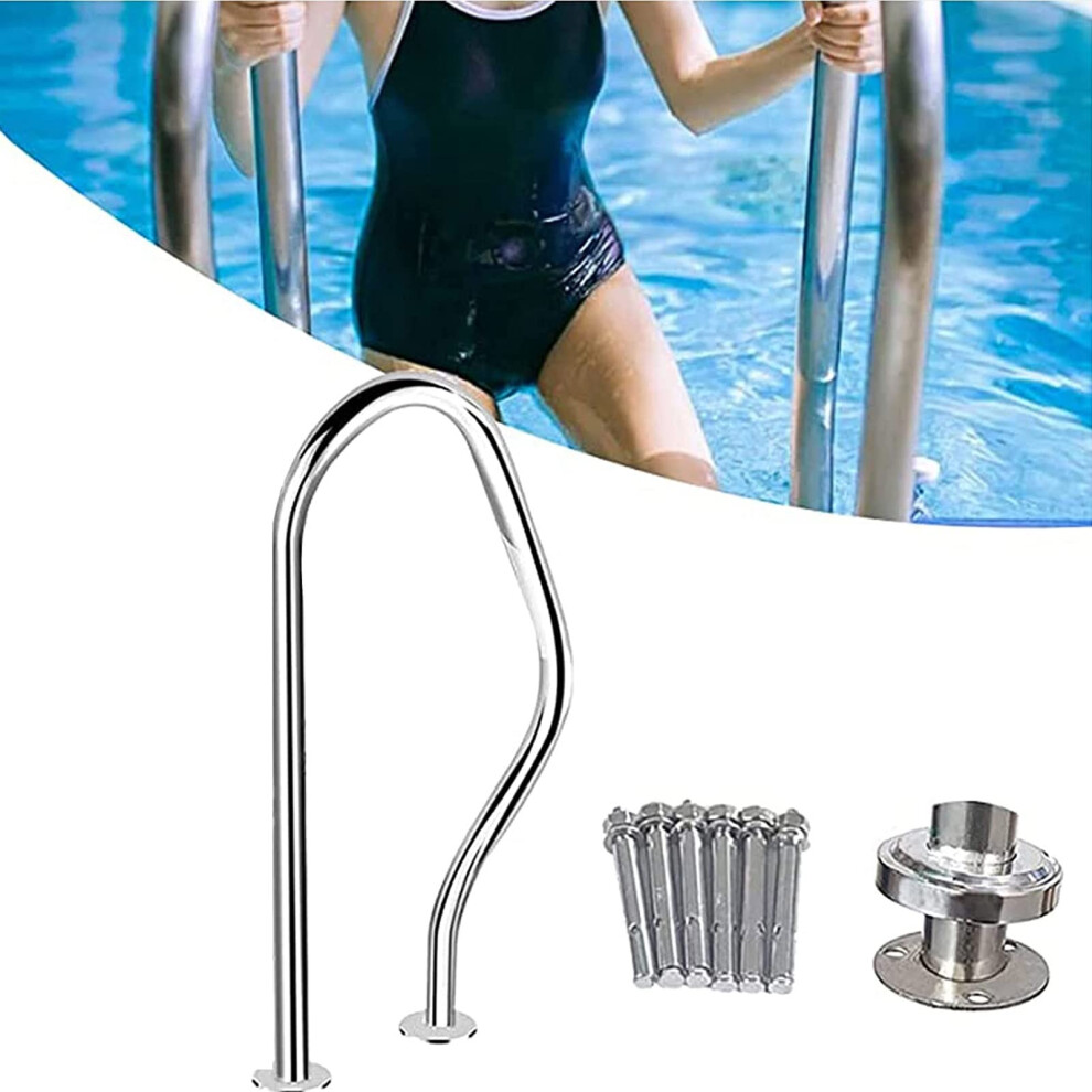 Stainless Steel 3Bend Swimming Pool Handrail, Braced Deck Mounted Grab Rail For Safe Pool Entry 9073542968764