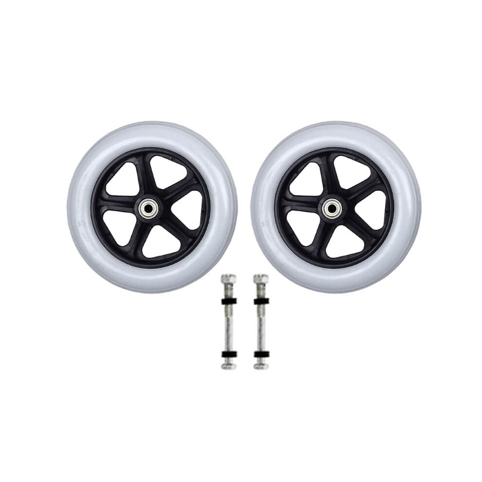 2Pcs Wheelchair Front Wheels Replacement, Puncture Solid Tires, Universal Fit 6/7/8 Inch