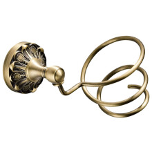 Wall Mounted Copper Hair Dryer Holder for Bathroom, SpaceSaving Rack Organizer with Golden Finish