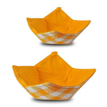 (Orange) 2-Piece Microwave Bowl Holder Set Microwave Bowl Holders for Hot Food, Checkered Fabric for Safe & Easy Handling Machine Washable