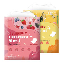 Laundry Detergent Sheets Eco Friendly Liquidless for Travel Powerful Stain Removal Hypoallergenic Berry and Champagne