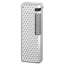Hand Engraved Butane Lighter with Angled Soft Flame, Refillable Vintage Metal Flip for Candles and Camping, Silver 2