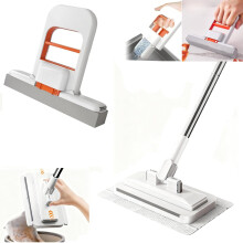 Mini Mop for Small Spaces, Foldable SelfSqueeze Mop for Kitchen and Bathroom, Wet Dry Use with 6 Spare Heads (2Pack)