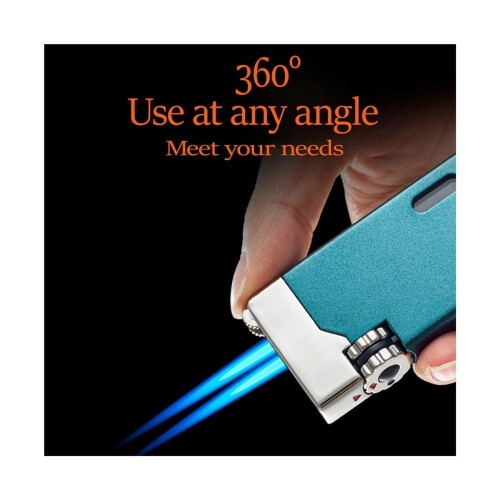 Windproof Butane Lighter with Double Flame Refillable Design for Outdoor Camping, White 2