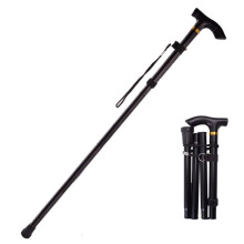 Folding Walking Cane with Adjustable Height and Lightweight Design for Seniors and Travel (Black)