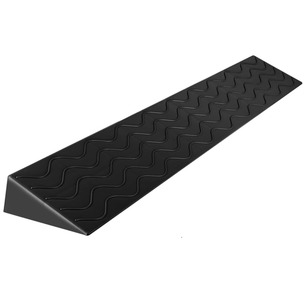 Black Threshold Ramp For Wheelchair Doorway, Nonslip Rubber, 110Cm Rise, Weather Resistant, Smooth Wheel Transition
