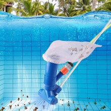 Pool Vacuum Cleaner Kit with Telescopic Reach, Hot Tub Vacuum Jet, Reusable Mesh Leaf Bag for Ponds