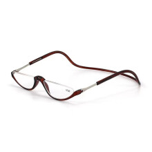 (Transparent Tea, +2.00) Fashion Half Moon Shaped Neck Hanging Magnetic Convenient Reading Glasses +1.0 +1.5 +2.0 +2.5 +3.0 +3.5 +4.0