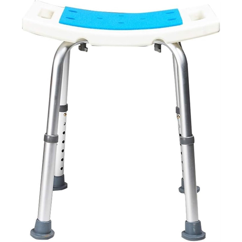 White Adjustable Shower Chair For Elderly And Disabled, Non Slip Bath Seat With Handles And Drainage Holes, 51X31cm