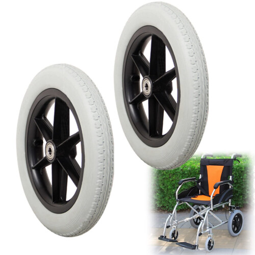 12 Inch Wheelchair Replacement Wheel, Polyurethane Solid Tire, Puncture‑Resistant, Easy Install, Black