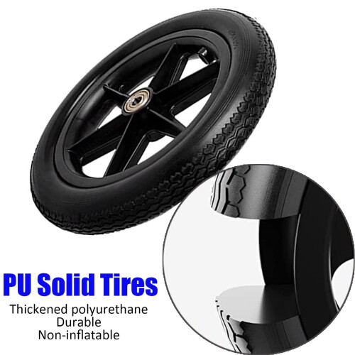 12 Inch Wheelchair Replacement Wheel, Polyurethane Solid Tire, Puncture‑Resistant, Easy Install, Black 2