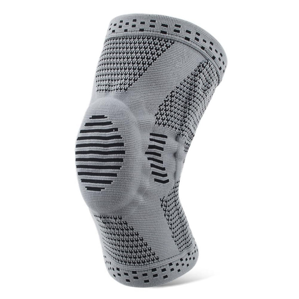 Gray Compression Knee Brace For Arthritis Pain Relief With Side Stabilizers And Silicone Padding, Medium