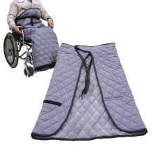 Plush Lined Wheelchair Blanket for Adults, Warm Winter Lap Cover with Easy Bandage Fastening, 120x