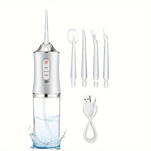 (White) Advanced Oral Irrigator - Intelligent Chip for Precise Pressure Control, 360 Rotatable Nozzle