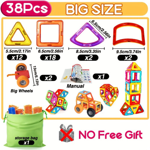 (Big Size 38pcs) Magnetische bouwstenen groot formaat 3D STEM educatief magnetisch bouwconstructieset speelgoed