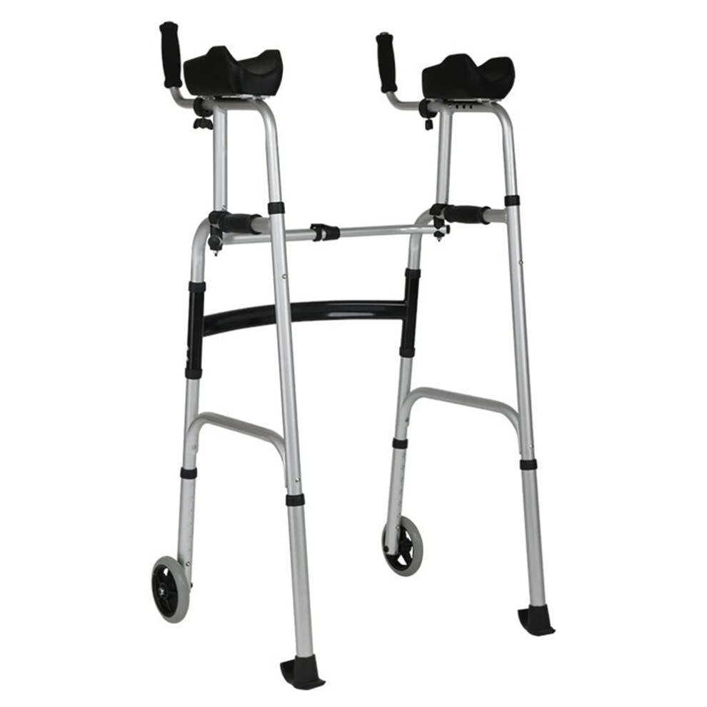Rolling Walker for Seniors with Padded Armrests, Adjustable Height, Lightweight Foldable Design and Seat