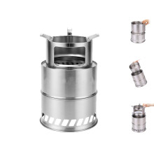 Large Stainless Steel Portable Camping Stove, Foldable Wood Burning Design for Outdoor Cooking