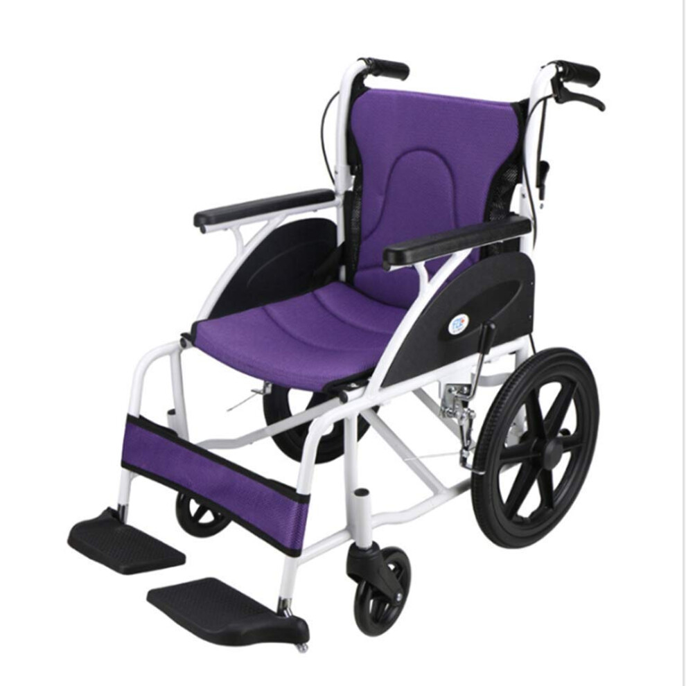 Lightweight Folding Wheelchair for Seniors and Disabled with Shock Absorber, SelfBraking, Travel Bag