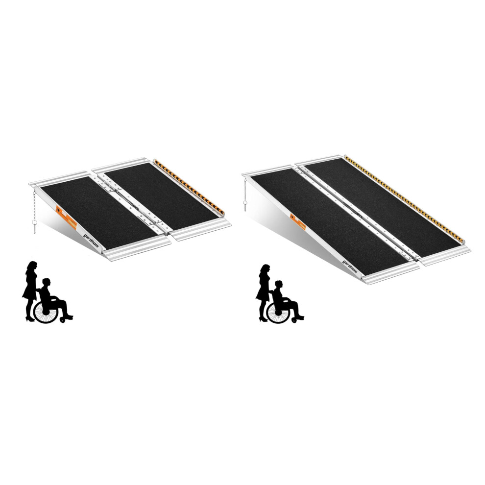 2FT 4FT Aluminum Wheelchair Ramp, Foldable Portable Handicap Access Ramp for Home Doorways Steps, 800lbs Capacity
