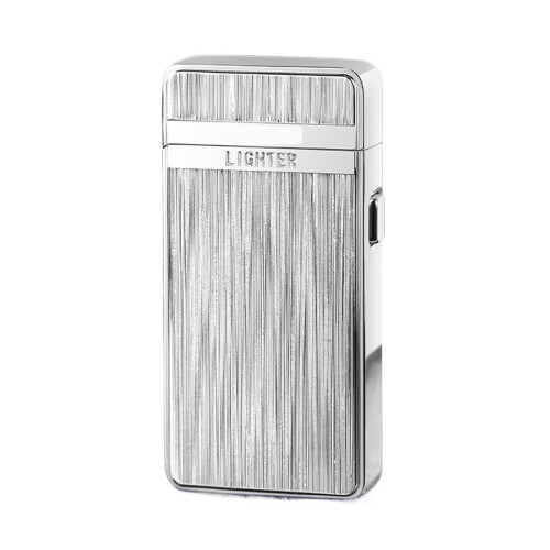 Windproof Butane Lighter with Adjustable Flame Control, Visible Fuel Window, Refillable Torch for Camping and Candles, Silver
