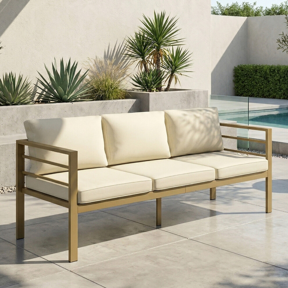 Outsunny Garden Bench With Cushions, Outdoor Furniture, Cream White