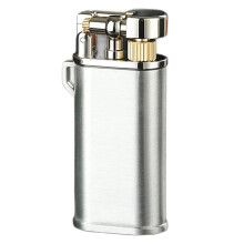 Vintage Metal Refillable Butane Lighter for Men, Grindstone Wheel Ignition, Adjustable Soft Flame for Outdoor BBQ and Candles