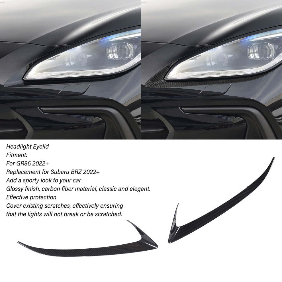 2Pcs Gloss Carbon Fibre Headlight Covers Gr86 7055741061172