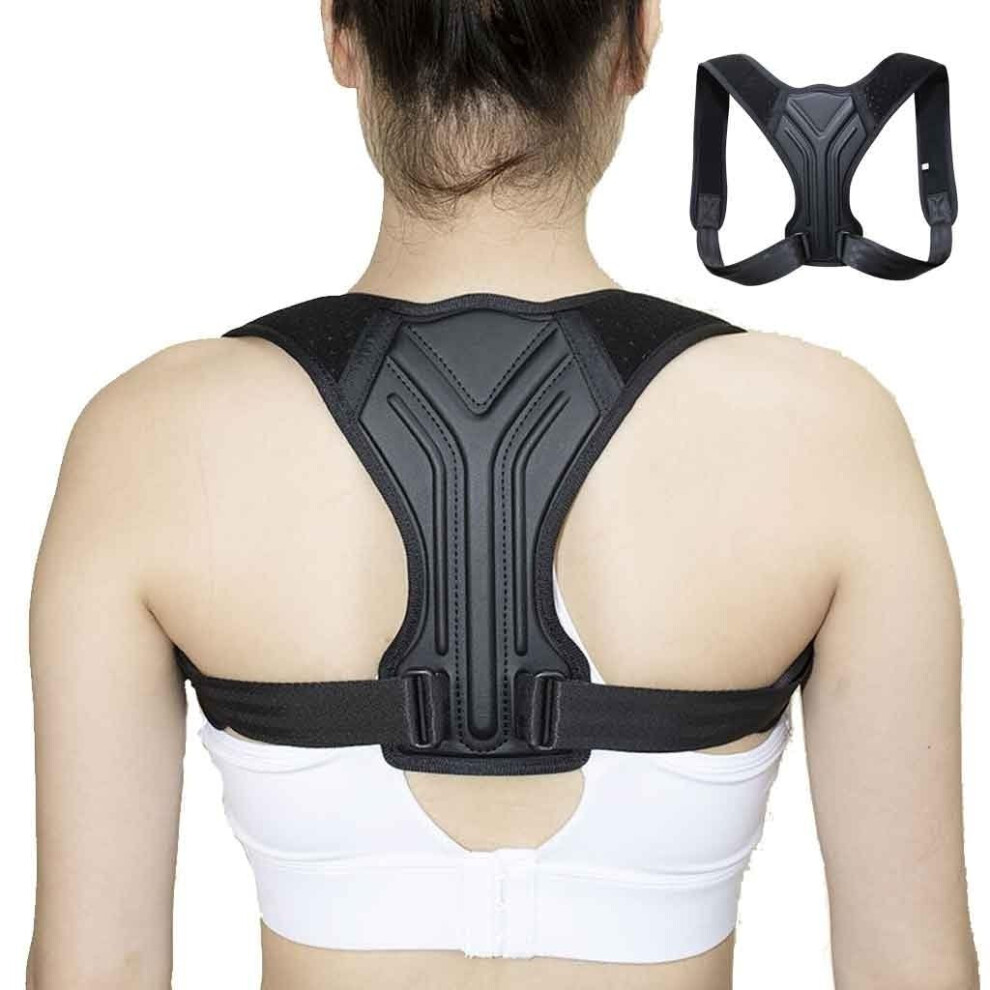 Posture Corrector Back Brace for Men and Women, Adjustable Support with Breathable Neoprene, Black Large