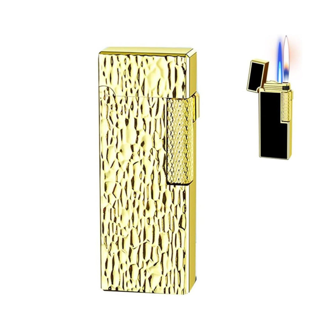 Windproof Torch Lighter Dual Flame Butane Refillable Metal Design with Adjustable Flame and Visible Gas Chamber