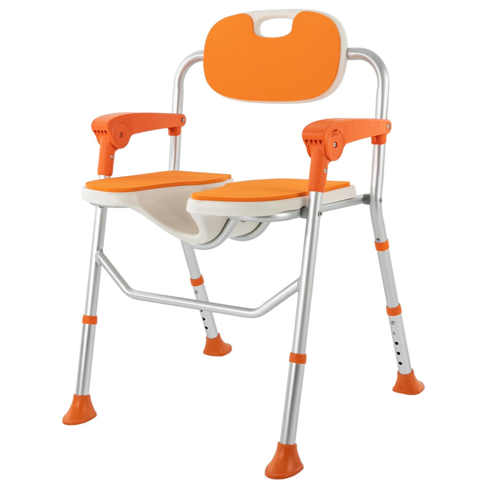 Adjustable Shower Chair for Elderly with Back and Armrests, Foldable NonâSlip Seat for Seniors and Disabled