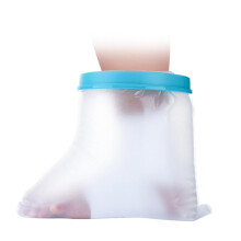 Waterproof Cast Cover for Shower, Reusable Foot Protector with Silicone Seal for Adult Ankle Wound (Blue PVC)