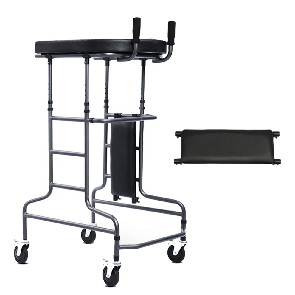 Upright Walker for Seniors with Adjustable Armrest Support, 4 Wheel Folding Rollator for Elderly Mobility Aid