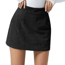 Cord-Skort für Damen, figurbetonter Herbst-Minirock,-Schwarz XXL