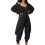 Lässiger Damen-Overall, sexy V-Ausschnitt,-Schwarz M 1